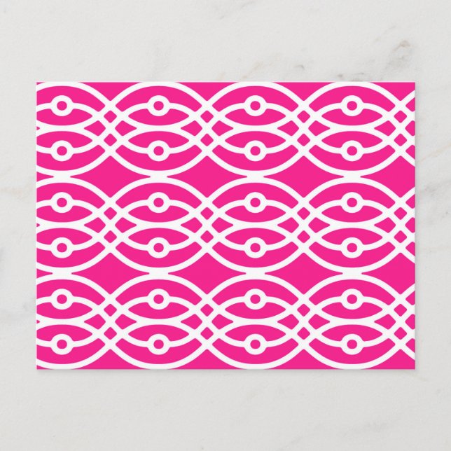 Carte Postale Impression kimono, rose fuchsia et blanc (Devant)
