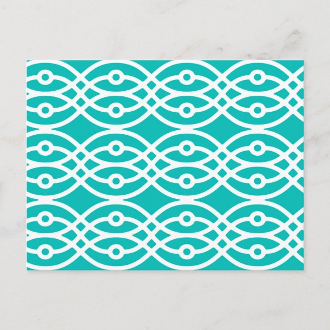 Carte Postale Impression kimono, turquoise et blanc (Devant)