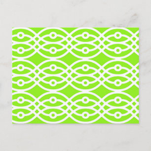 Carte Postale Impression kimono, vert citron et blanc