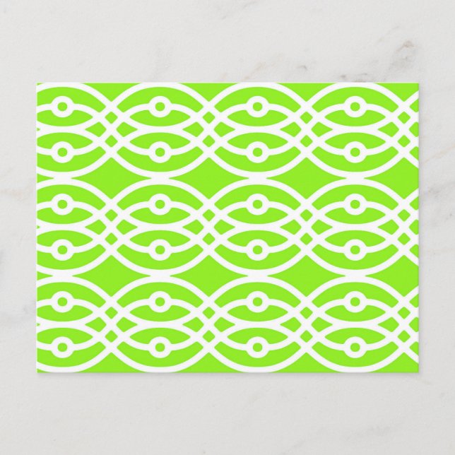 Carte Postale Impression kimono, vert citron et blanc (Devant)