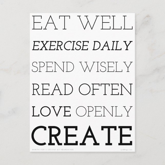 Carte Postale Impression mantra créative (Devant)