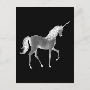 Carte Postale Impression noir et blanc Unicorne