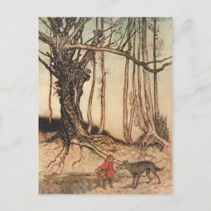 Carte Postale Impression vintage d'Arthur Rackham du Petit Chape