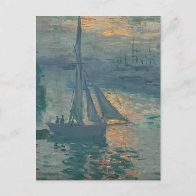 Carte Postale Impressionnisme Marin Peinture de Monet Lever du S (Devant)