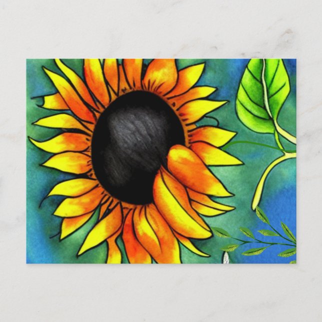 Carte Postale Impressionnisme tournesol Crayon Art (Devant)