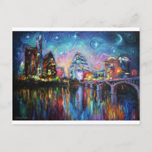 Carte Postale Impressionniste Austin City peinture du centre-vil