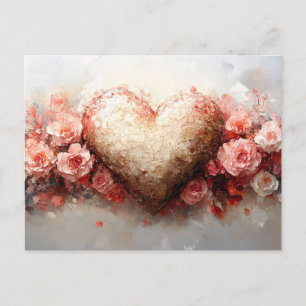 Carte Postale Impressionniste Coeur & Fleurs Valentine