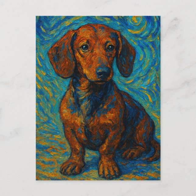 Carte Postale Impressionniste Dachshund (Devant)
