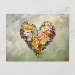 Carte postale impressionniste de fleurs de cœur ab