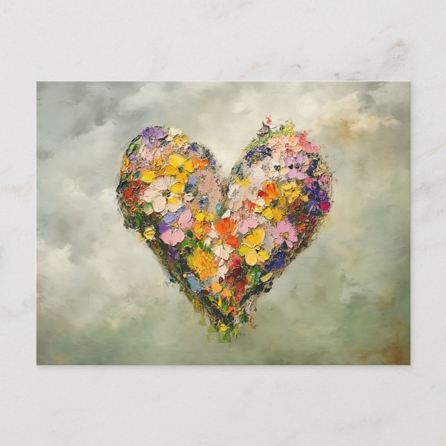 Carte postale impressionniste de fleurs de cœur ab (Devant)