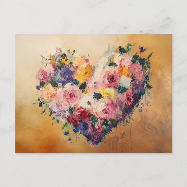 Carte postale impressionniste de fleurs en forme d (Devant)