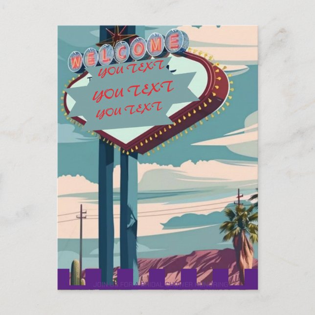 Carte Postale Imprimable de l'horizon de Las Vegas, Ligne de pay (Devant)