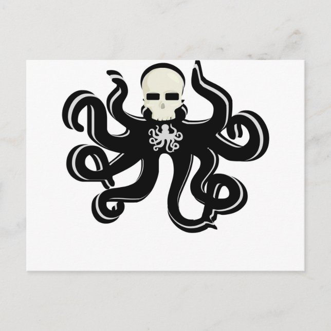 CARTE POSTALE IMPRIMANTE D'ART KRAKEN SKULL TATTOO (Devant)