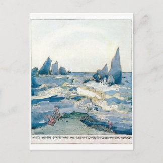 Carte Postale IMPRIMANTE OCÉANIQUE BLEU vintage