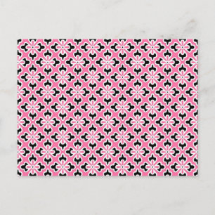 Carte Postale imprimé kimono floral, rose, noir et blanc