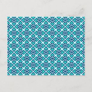 Carte Postale imprimé kimono floral, turquoise, marine et aqua