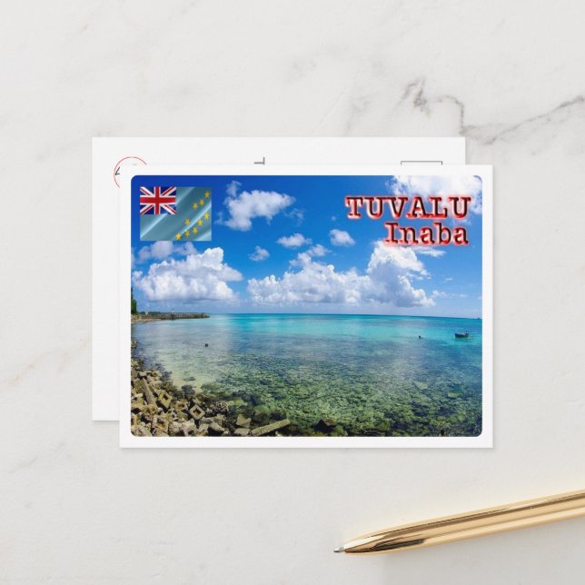 Carte Postale Inaba - Tuvalu - Vue mer - (Devant/Arrière en situation)
