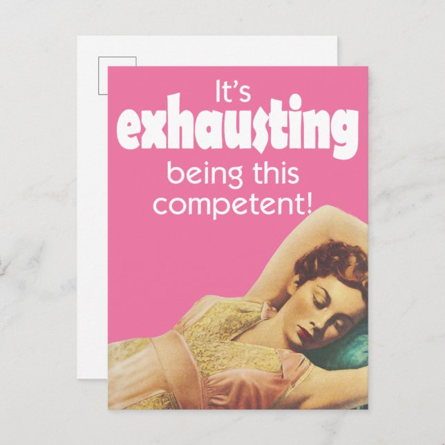 Carte postale inclinable femme vintage (Devant / Derrière)