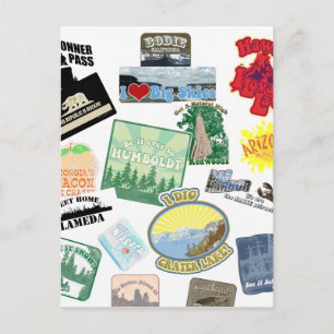 Carte Postale Incroyable Collage de Voyage