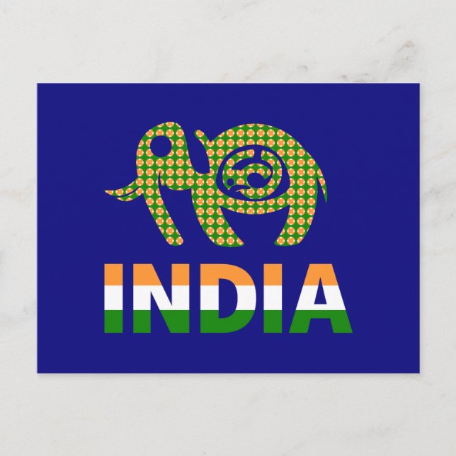 Carte Postale Inde, éléphant peint (Devant)