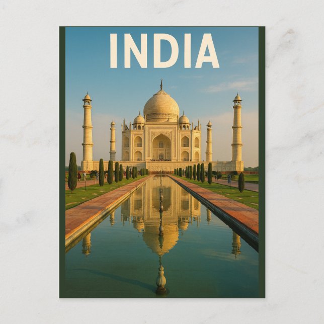 Carte Postale Inde – Le majestueux Taj Mahal (Devant)