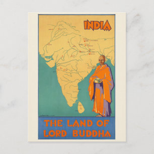 Carte Postale Inde Terre du Seigneur Bouddha Affiche Vintage 193