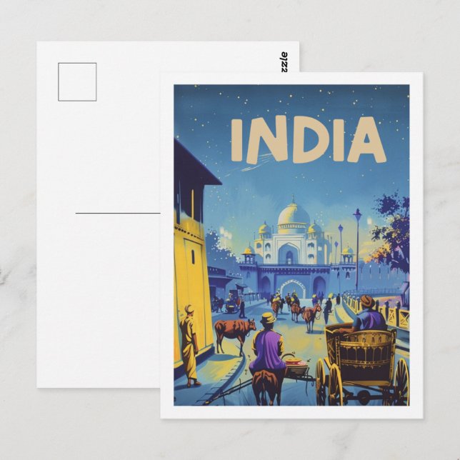Carte Postale Inde Vintage célèbre Travel Place (Devant / Derrière)