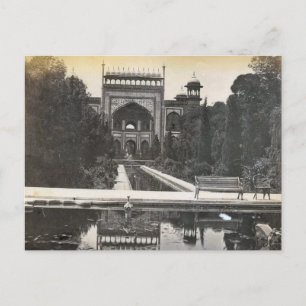 Carte Postale Inde vintage, jardins du Taj Mahal