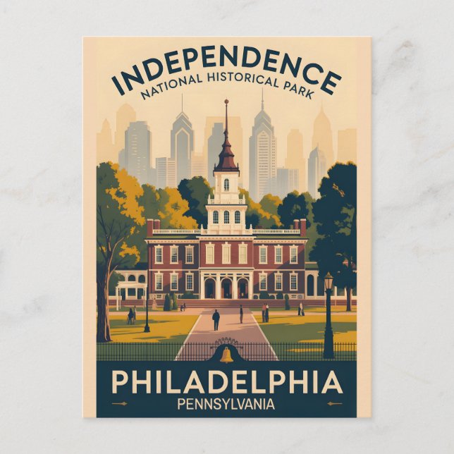 Carte Postale Independence Hall | Affiche vintage de Philadelphi (Devant)
