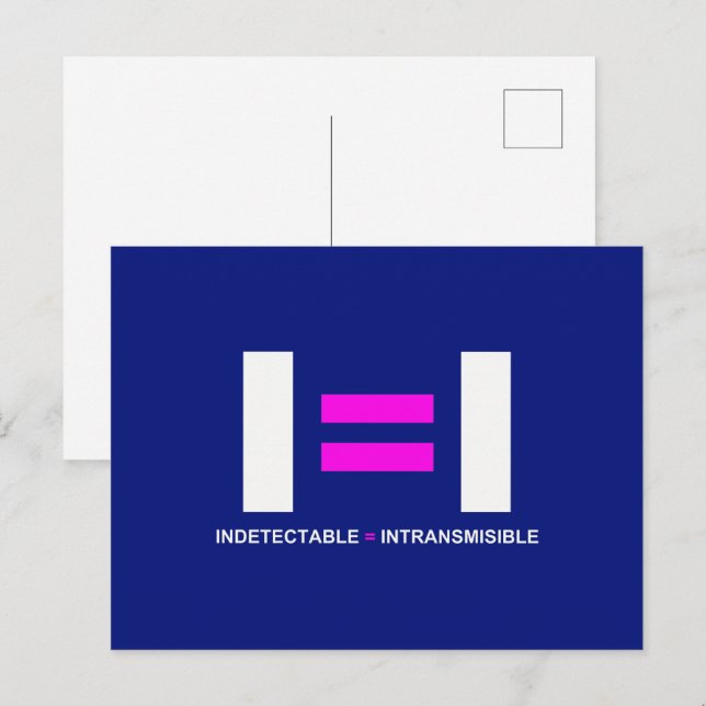 Carte Postale Indetectable es igual a Intransmisible VIH (Devant / Derrière)