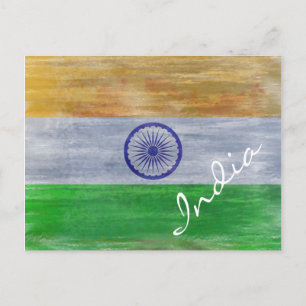 Carte Postale India distressed Indian flag