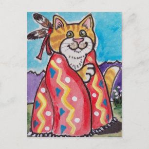Carte Postale Indian Blanket Cat - Southwestern Postcard - migno