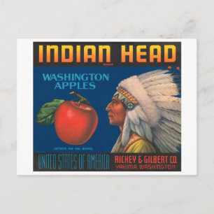 Carte Postale Indian Head Washington Apples Vintage Crate Étique