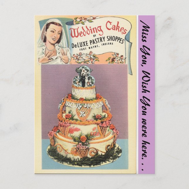 Carte Postale Indiana, gâteaux Mariages, Fort Wayne (Devant)