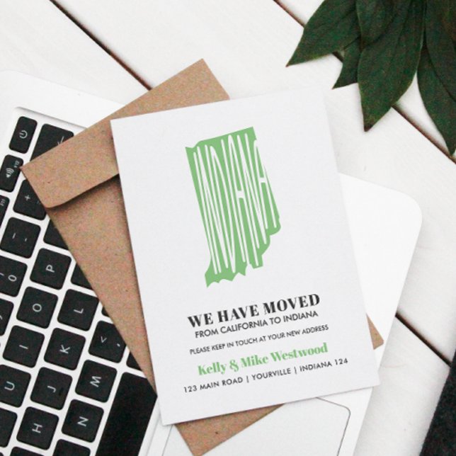 Carte Postale INDIANA Nous avons déménagé Nouvelle adresse Nouve (Créateur téléchargé)