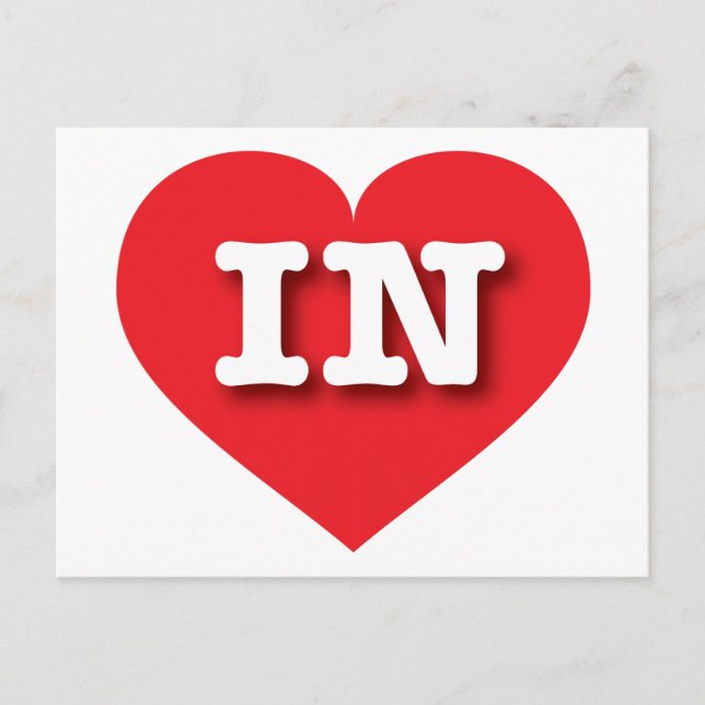 Carte Postale Indiana Red Heart - I love IN (Devant)