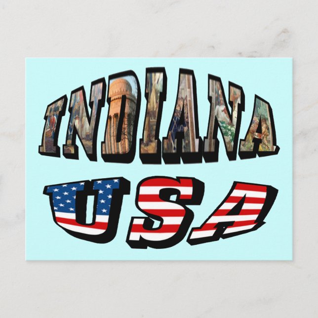 Carte Postale Indiana USA - Drapeau et texte de la photo (Devant)