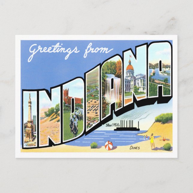Carte postale Indiana Vintage Big Letters (Devant)