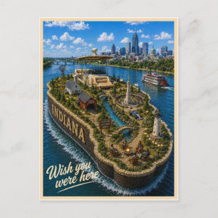 Carte Postale Indiana Vous auriez dû être ici Série des État