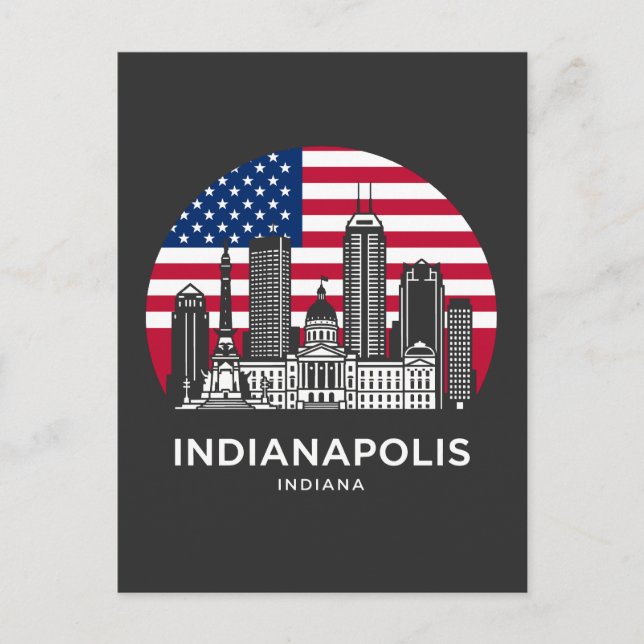 Carte Postale Indianapolis City Indiana American Flag (Devant)