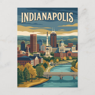 Carte Postale Indianapolis Indiana Paysage Urbain Vintage Art