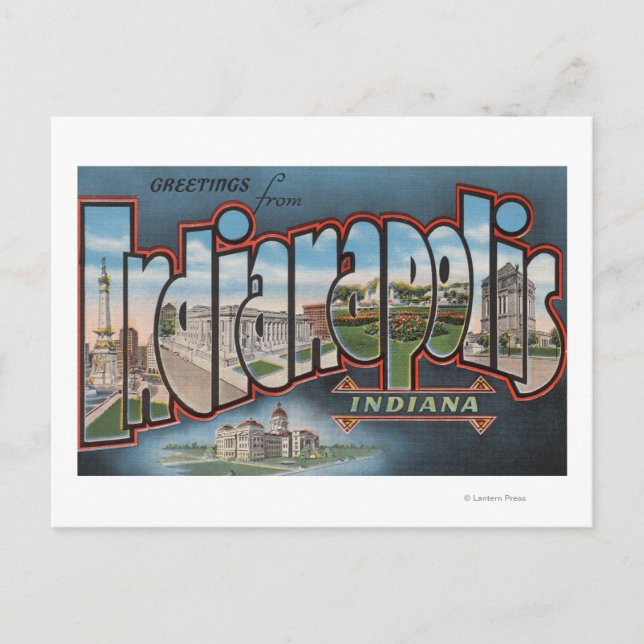 Carte Postale Indianapolis, Indiana - Scènes de grandes lettres  (Devant)