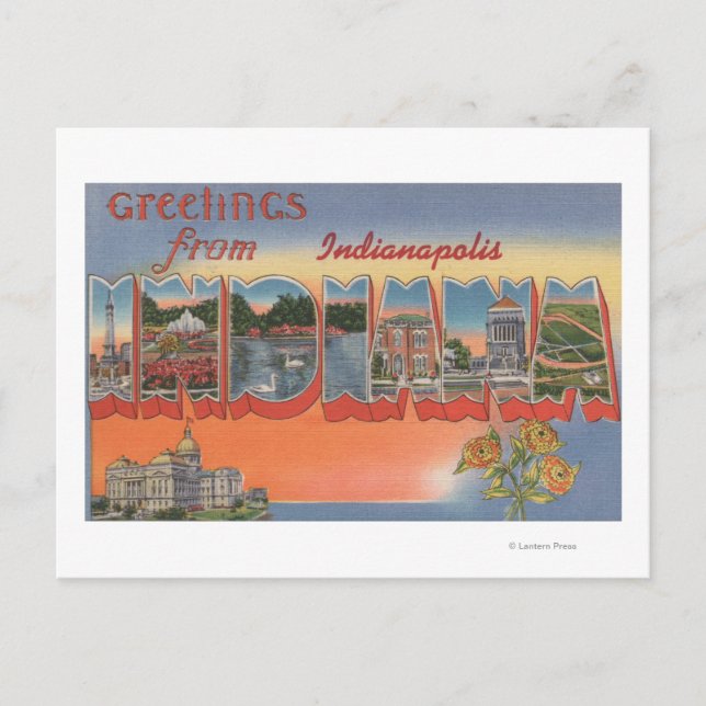 Carte Postale Indianapolis, Indiana - Scènes de grandes lettres  (Devant)
