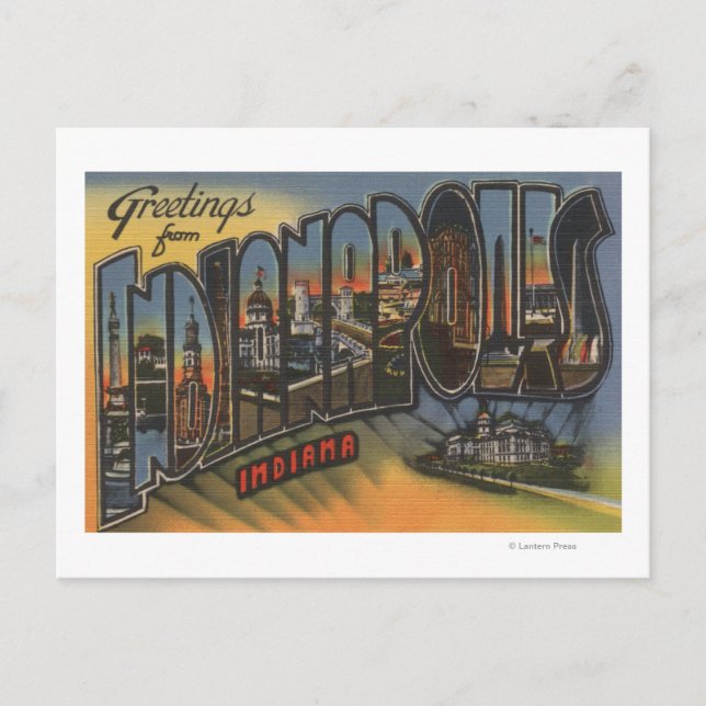 Carte Postale Indianapolis, Indiana - Scènes de grandes lettres (Devant)