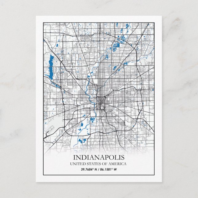 Carte Postale Indianapolis Indiana USA Travel City Map (Devant)