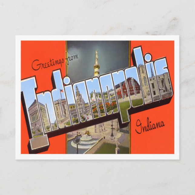 Carte postale Indianapolis, Indiana Vintage Big Le (Devant)