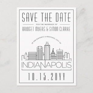 Carte Postale Indianapolis Mariage Skyline Enregistrer la date