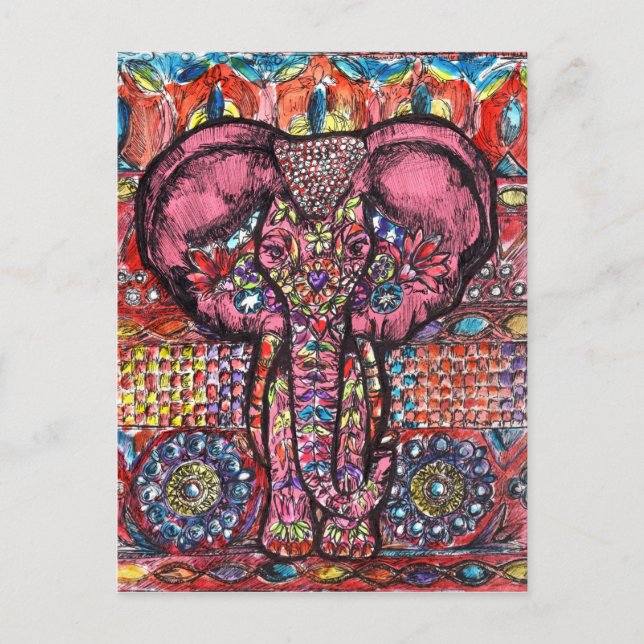 Carte postale indienne Elephant (Devant)