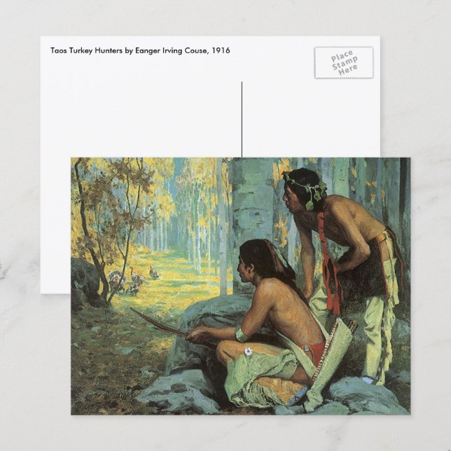 Carte Postale Indiens d'autrefois, Les chasseurs de dindons de T (Devant / Derrière)