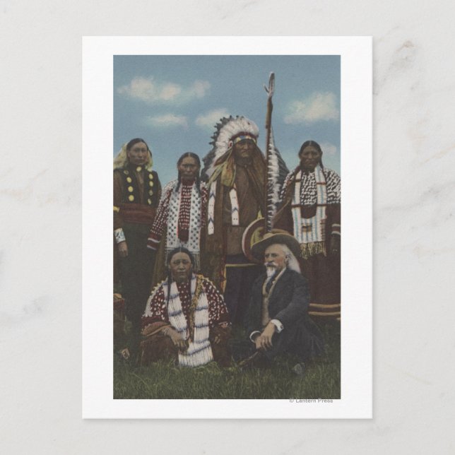 Carte Postale Indiens du Nord-Ouest - Buffalo Bill, Sitting Bull (Devant)